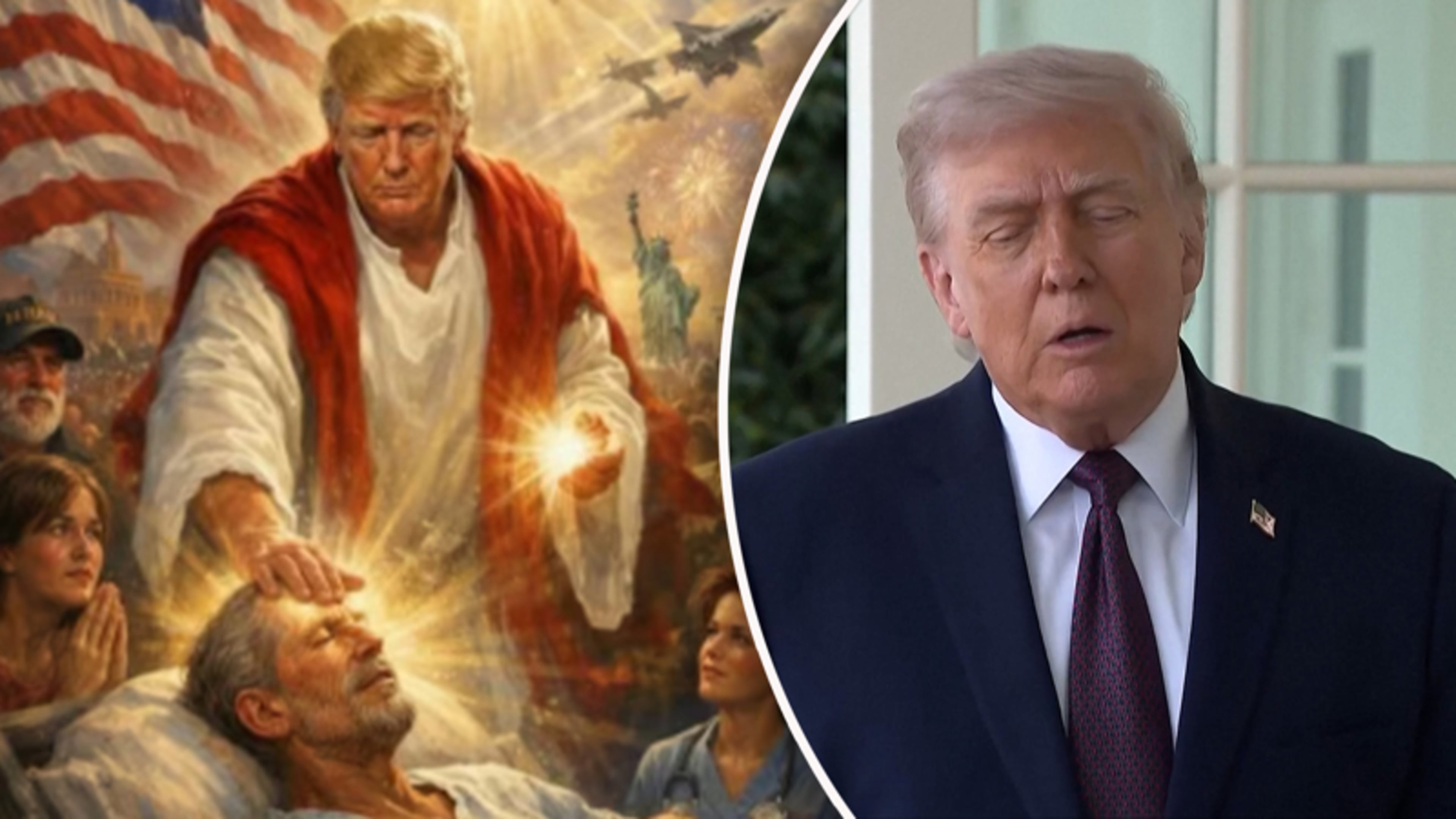 Donald Trump na controversiële AI-beelden als Jezus: ‘Dacht dat het mij als dokter voorstelde’