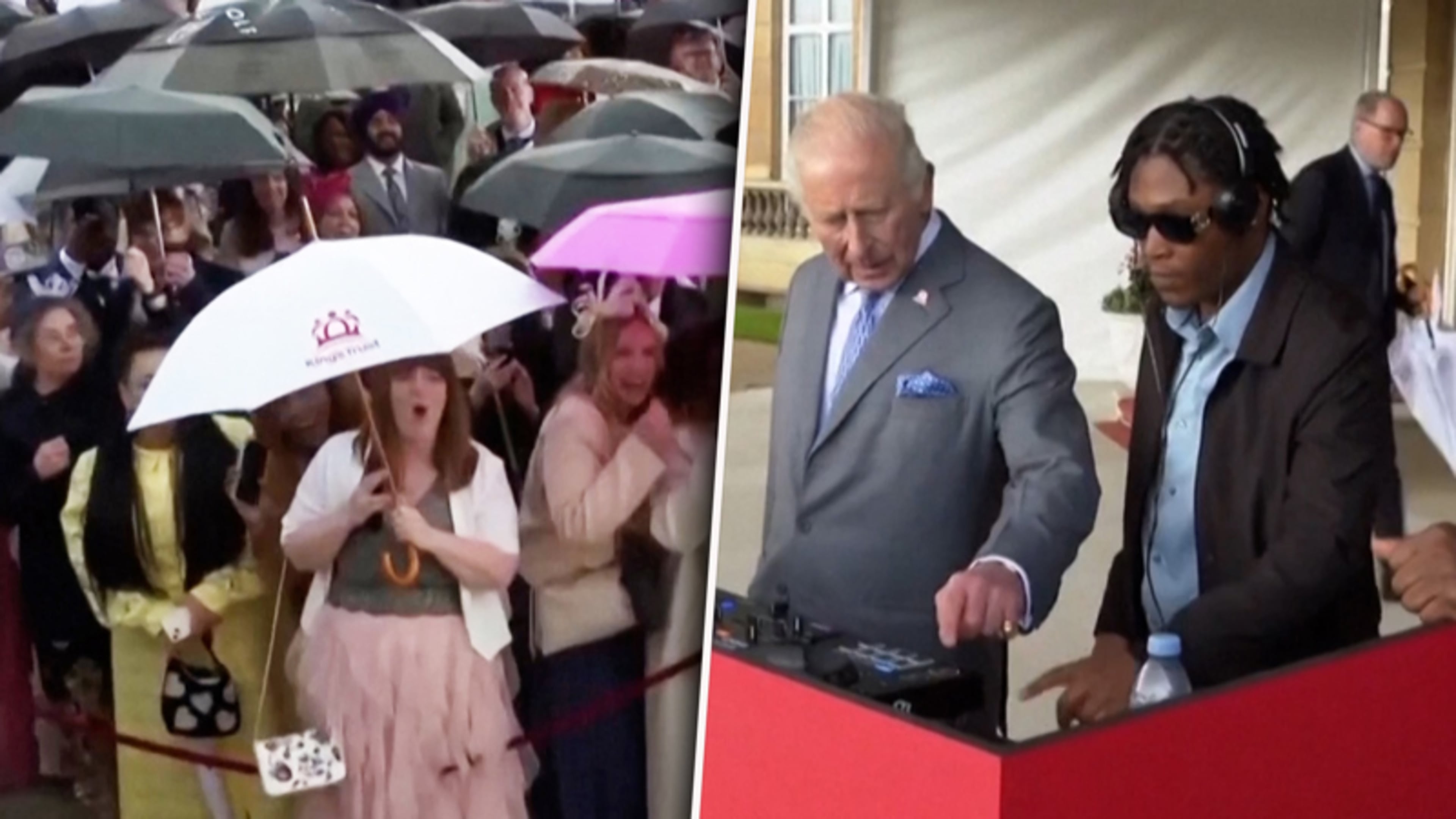Koning Charles neemt plaats achter DJ-booth tijdens tuinfeest op Buckingham Palace