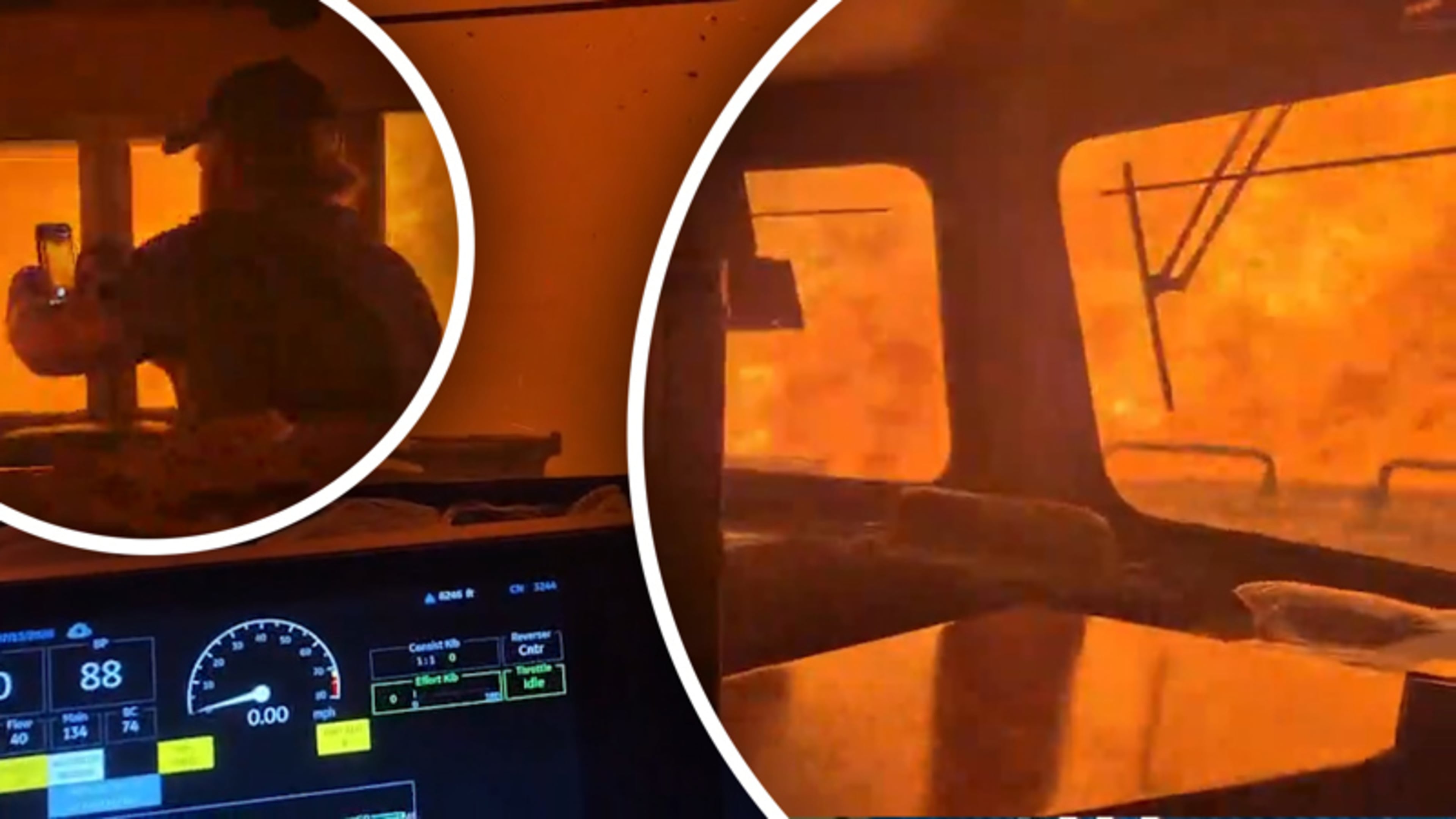 Angstaanjagend: trein raakt omsingeld door enorme vlammenzee tijdens bosbrand Ontario