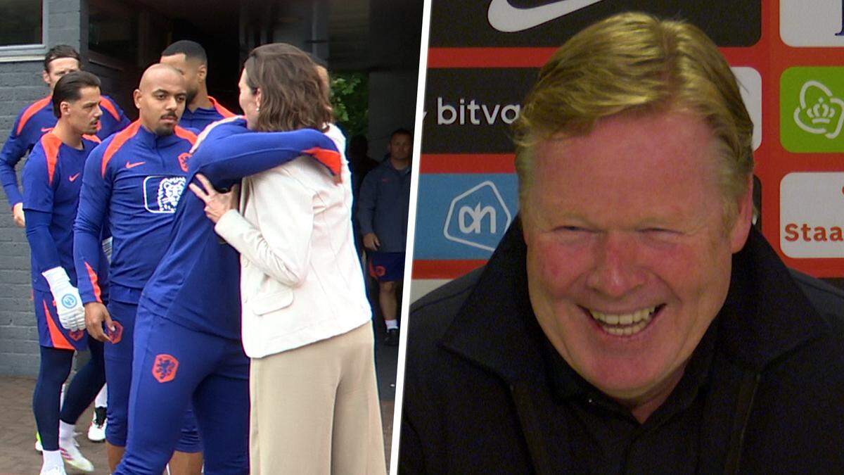Ronald Koeman grapt na 'knuffel' tegen Valentijn Driessen: 'Jouw vriendin hé!'