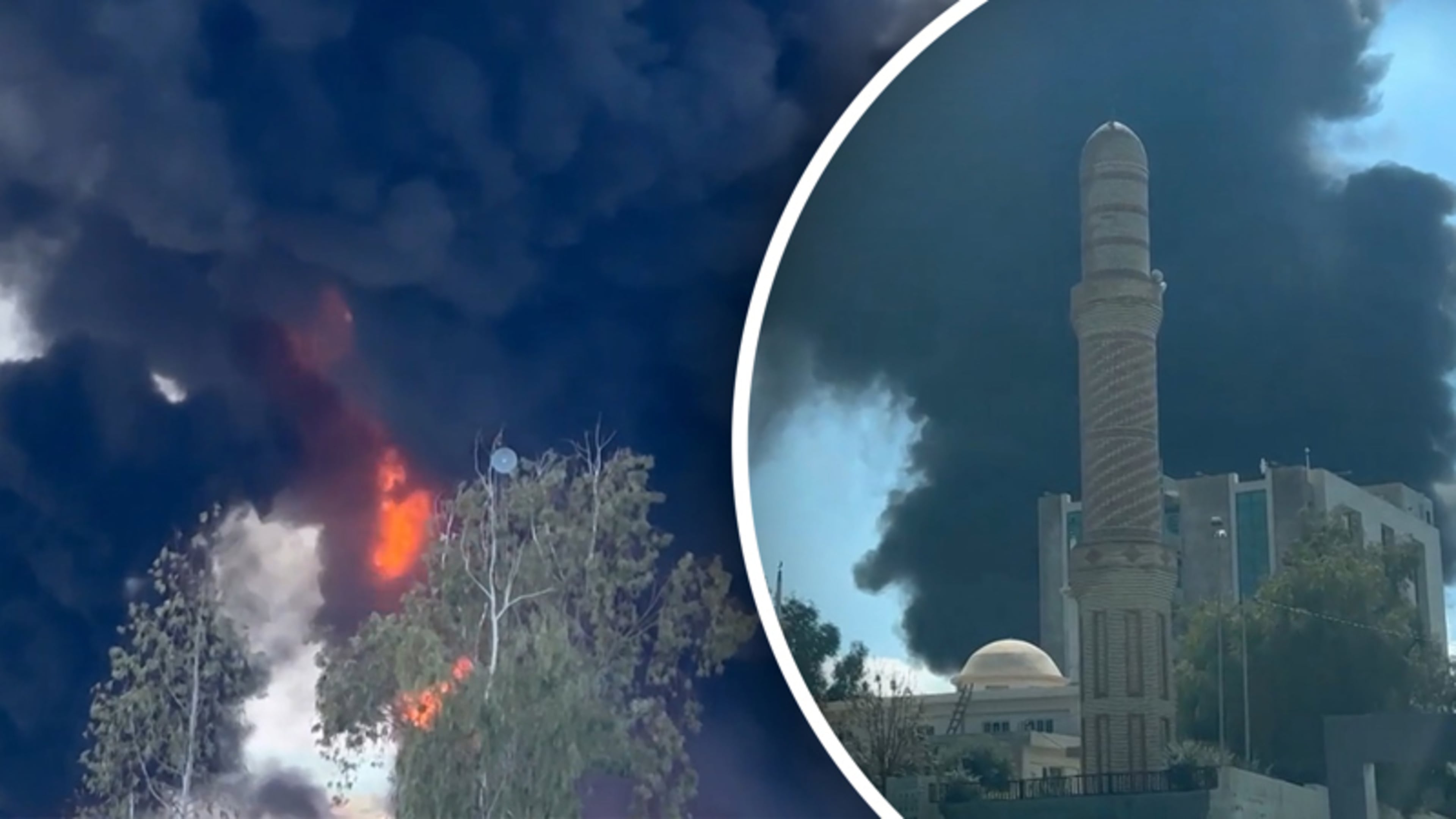 Gigantische rookwolk na droneaanval op Brits oliebedrijf