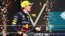 max verstappen celebrating a victory.