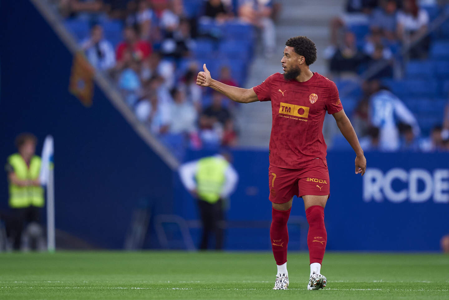 Arnaut Danjuma na zijn openingstreffer voor Valencia. 