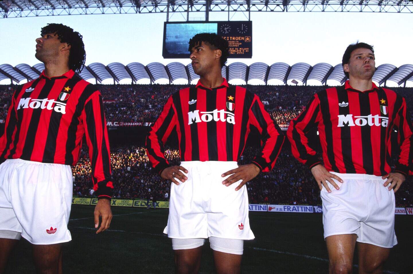 Ruud Gullit, Frank Rijkaard en Marco van Basten in november 1992.